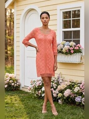 alfani crochet dress Alfani Womens Crochet-Trim A-line Dress, Blue, Large